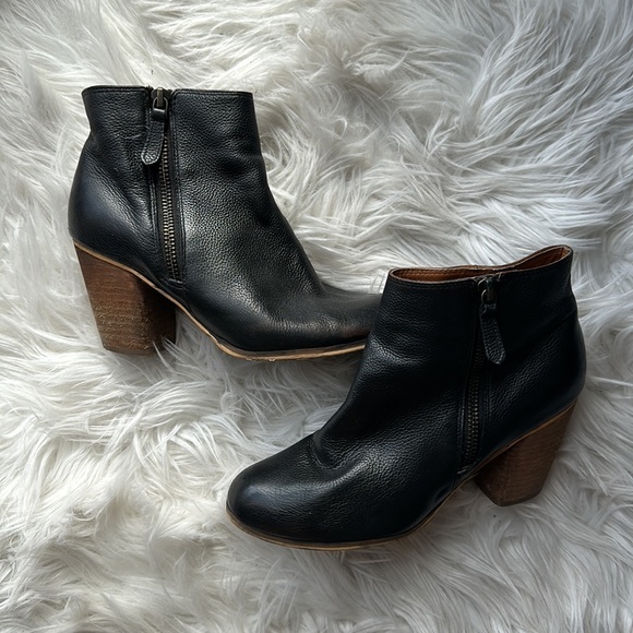 BP Nordstrom Trolley Lance Leather Zip Wood Heel Booties 6 - Picture 2 of 5